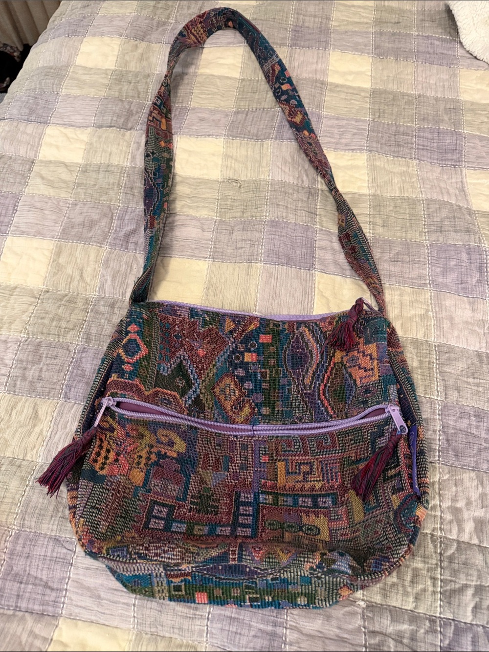 Woven Multicolor Pattern Crossbody Bag